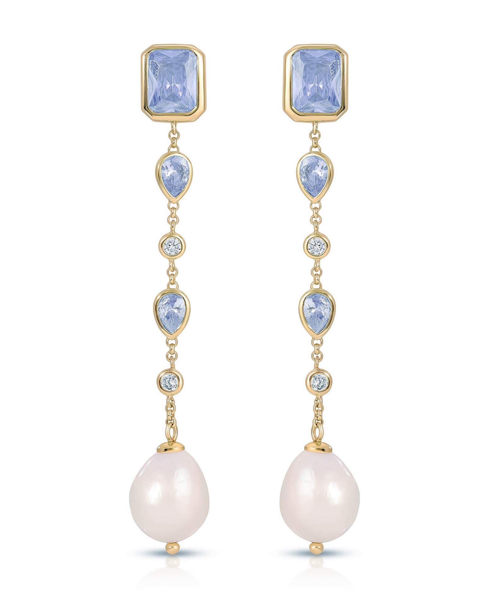 ETTIKA Gleaming Blue Gem Linear Earrings