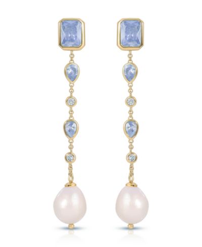 ETTIKA Gleaming Blue Gem Linear Earrings