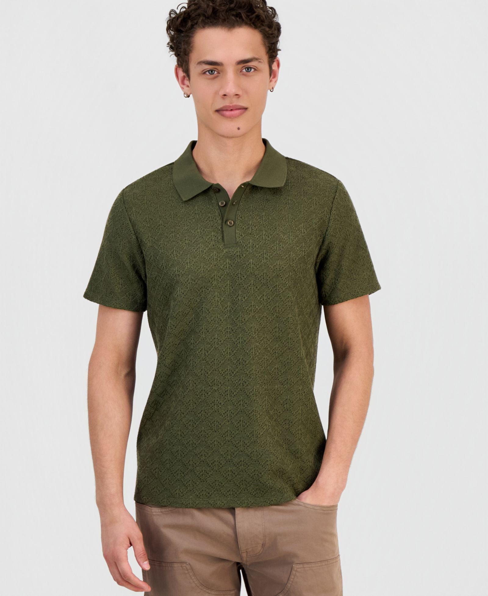 GUESS Men's Logan Short Sleeve Knit Polo Shirt
