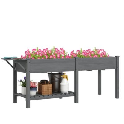 Приподнятая садовая грядка Outsunny Wood Raised Planter