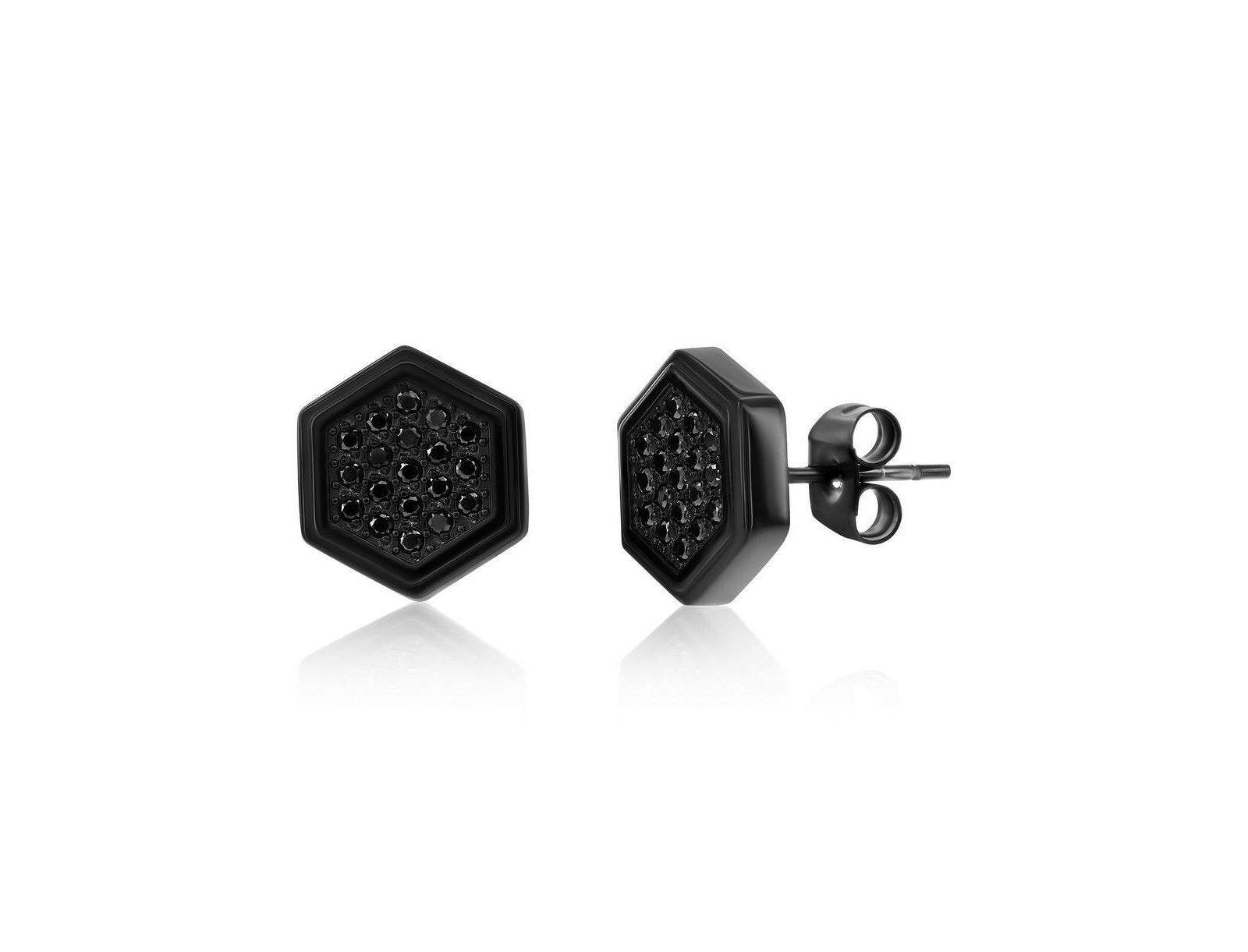 Серьги Metallo Stainless Steel Hexagon CZ Suds