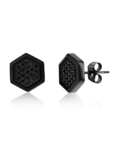Серьги Metallo Stainless Steel Hexagon CZ Suds