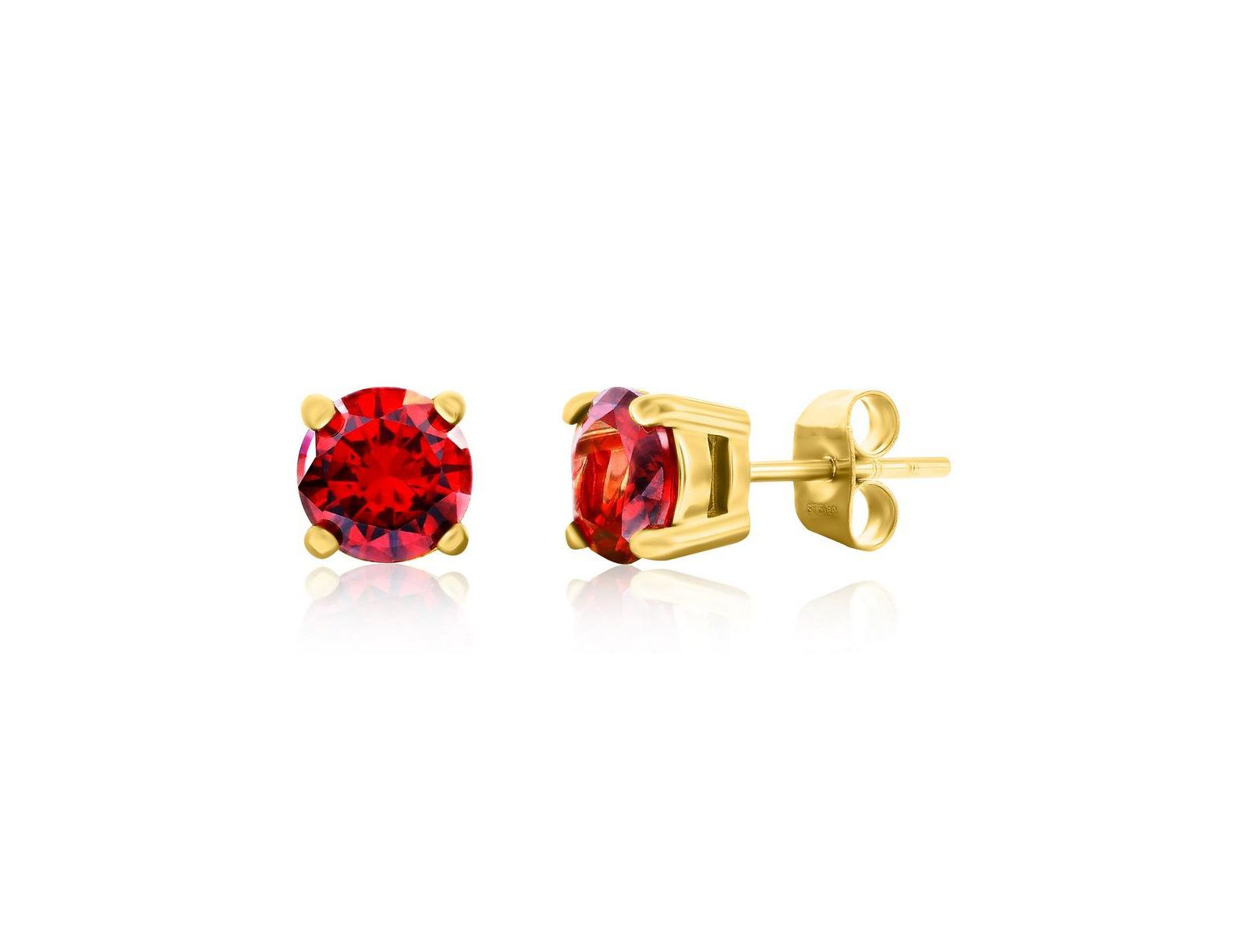 Stainless Steel, Round CZ Studs - Plated