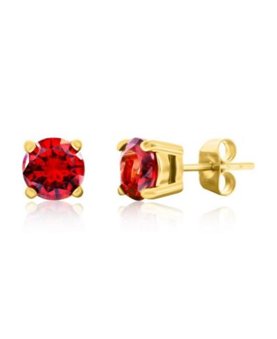 Stainless Steel, Round CZ Studs - Plated