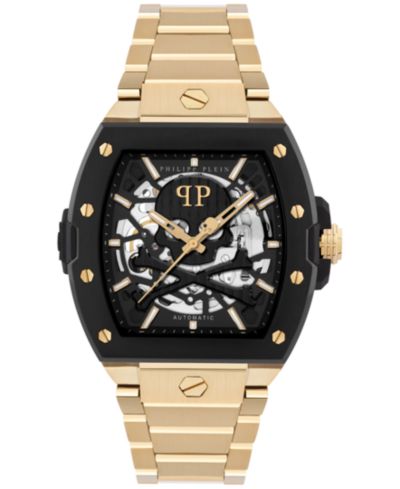 Мужские автоматические часы Philipp Plein The Skeleton 2.0 Gold Ion Plated Bracelet 44mm