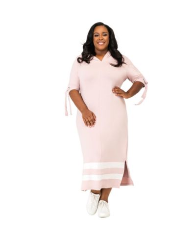 Poetic Justice Plus Size Cut Out Tie-Sleeve Hoodie Maxi Dress