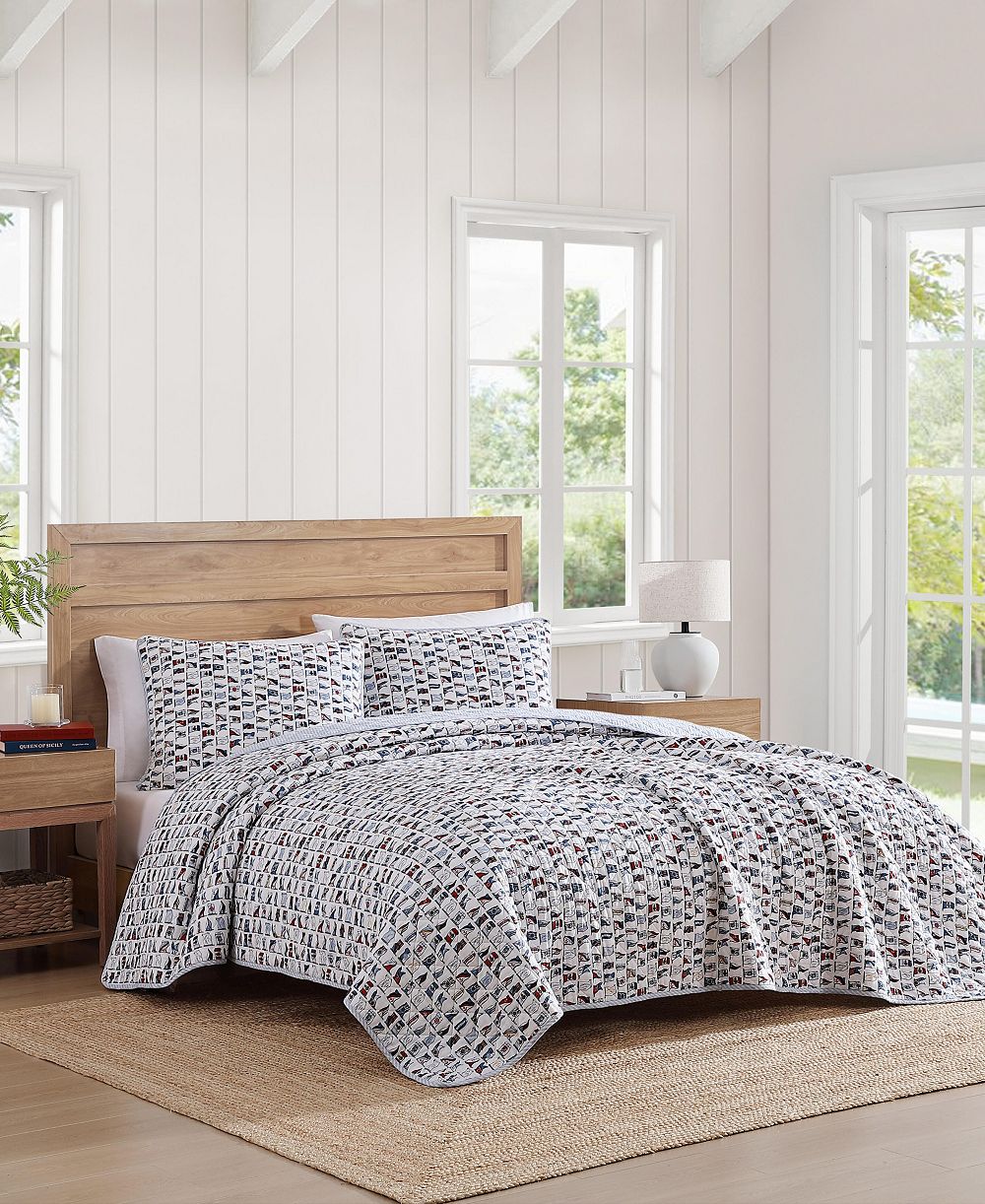 Tommy Hilfiger Boating Flags Cotton Reversible 3-Pc. Quilt Set, King