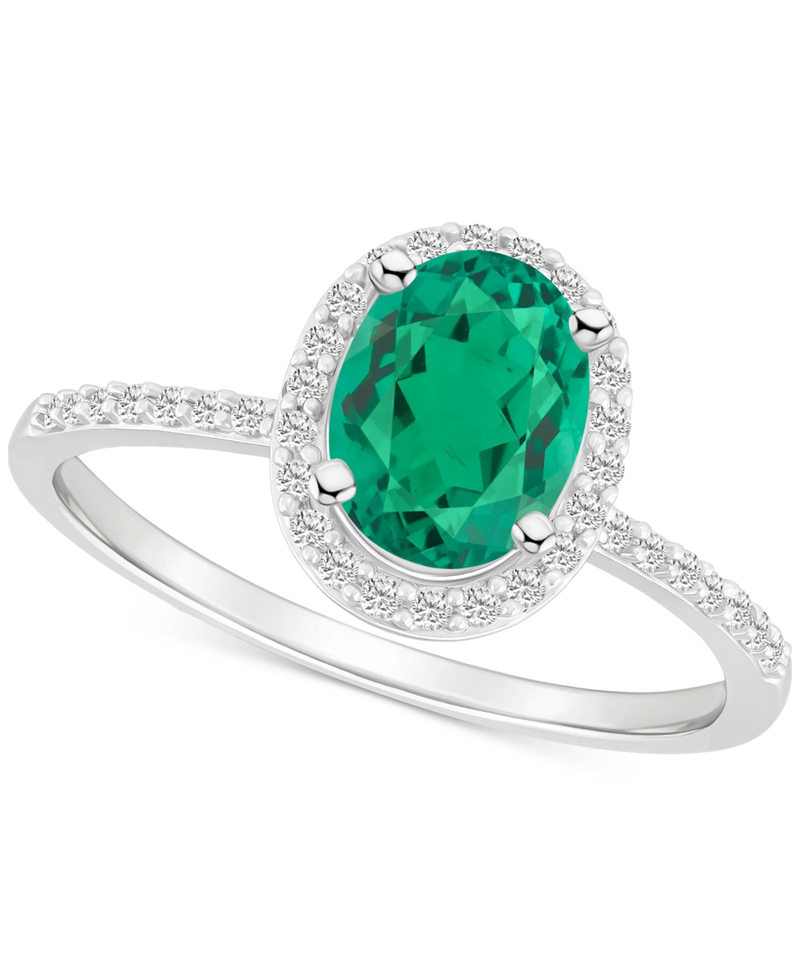 Кольцо с изумрудом (1 ct. t.w.) и белым сапфиром (1/5 ct. t.w.)