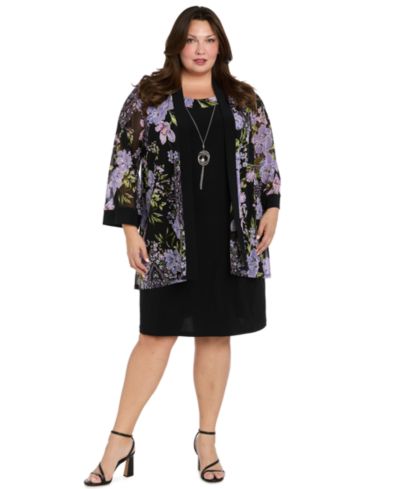 Платье-футляр R & M Richards Petite Necklace Sheath Chiffon-Jacket Dress