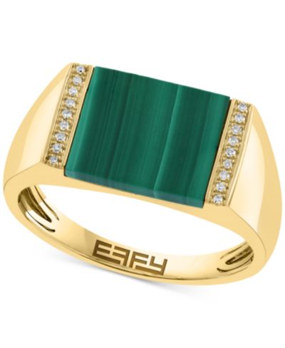 EFFY® Мужское кольцо Square из 14K Gold с малахитом и бриллиантами