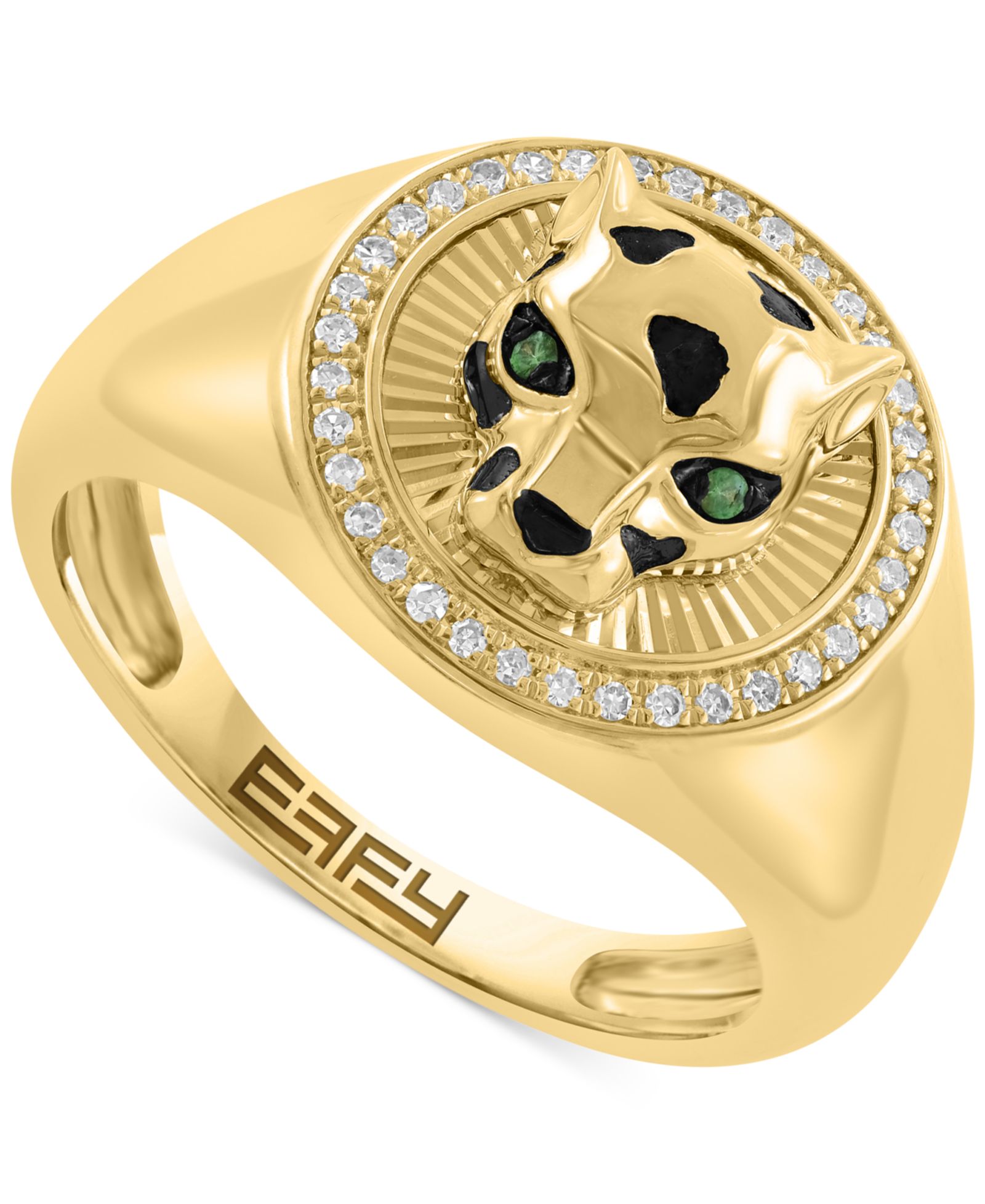 Кольцо EFFY® Panther с бриллиантом и tsavorite, 14k Gold, Мужское