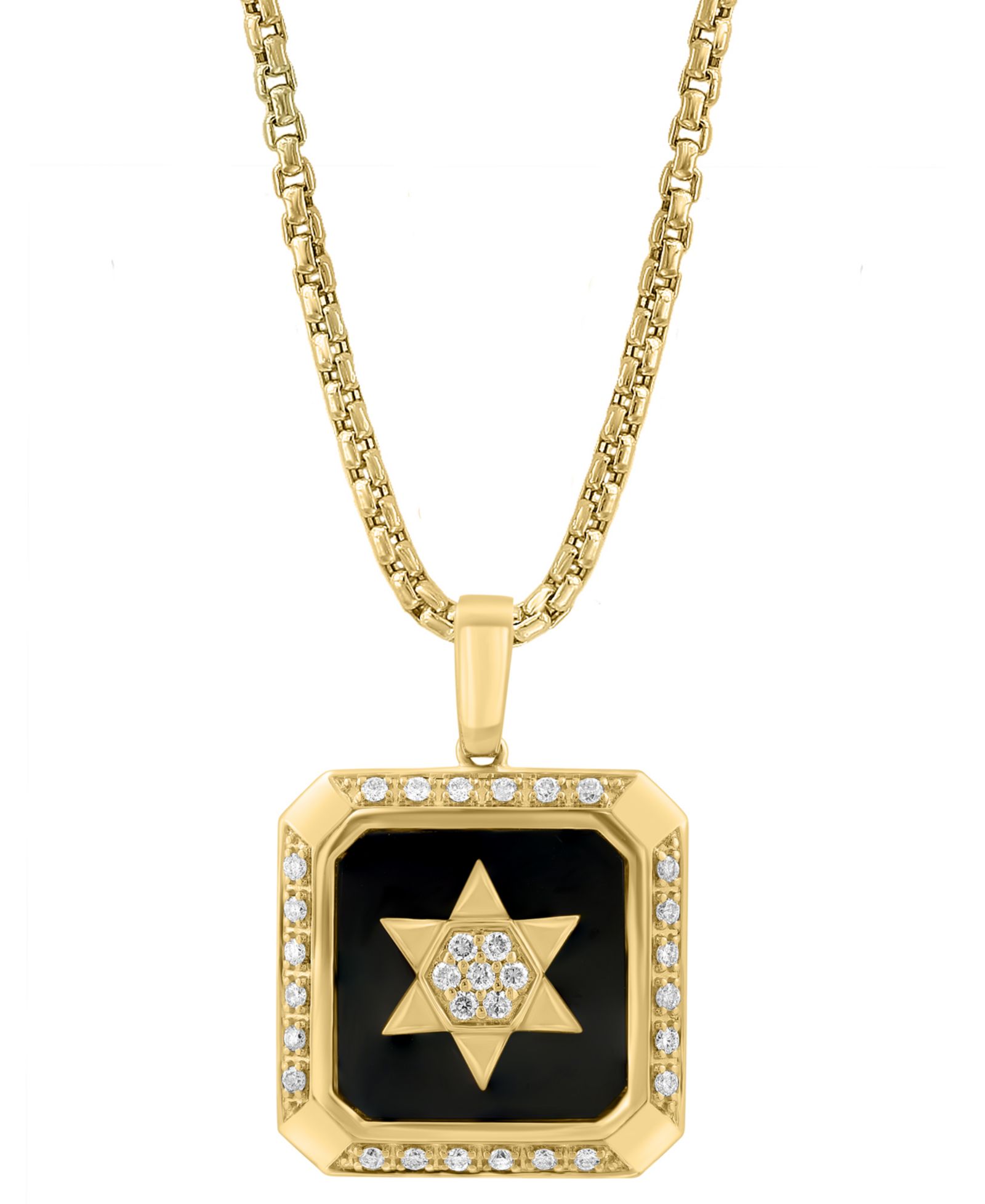 EFFY® Мужское Onyx & Diamond Star Inlay Square 22" Pendant Necklace in 14k Gold