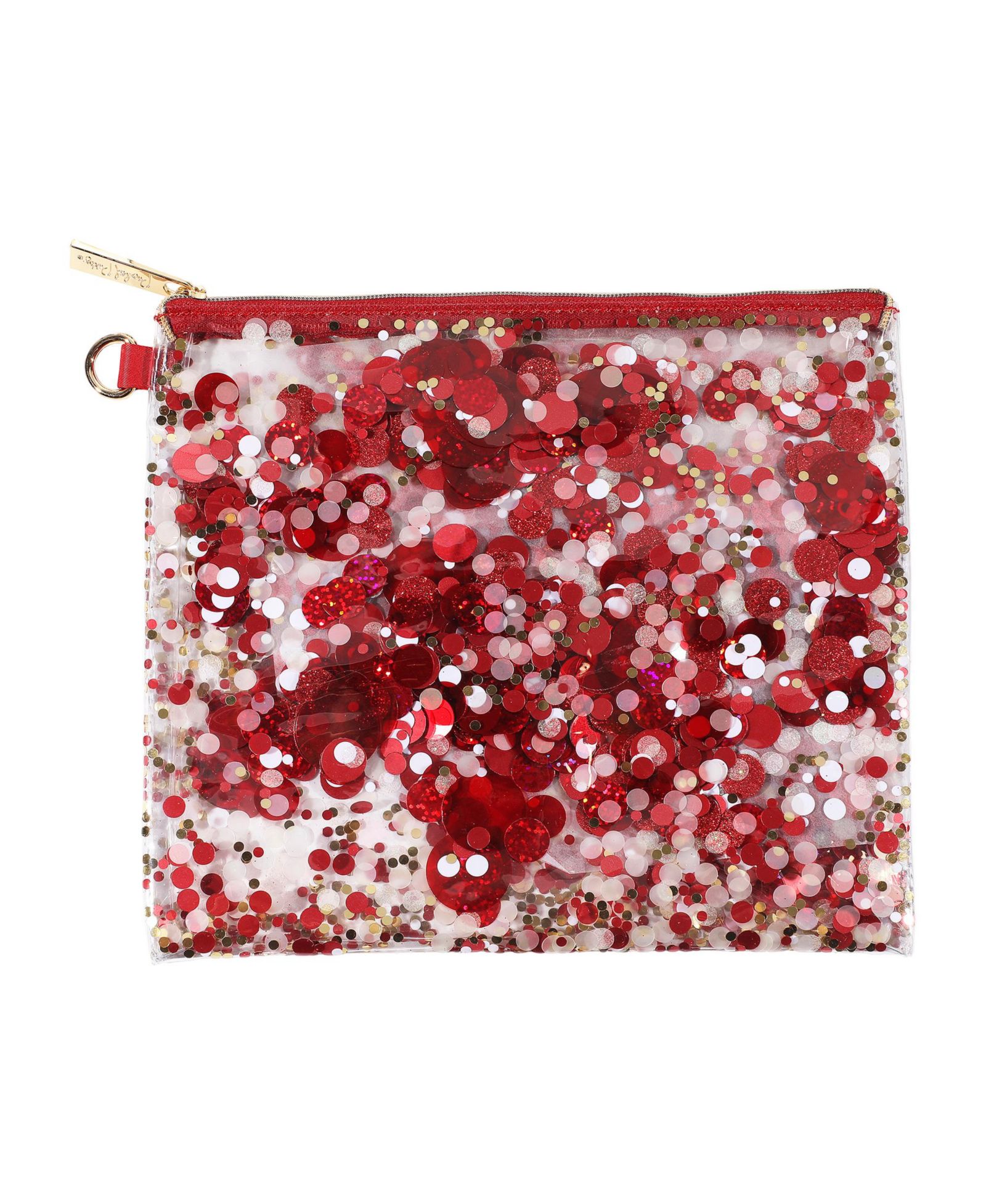 Packed Party Spirit Squad Confetti Everything Pouch Makeup Bag Travel BagCosmetic Bag for Women (Red)