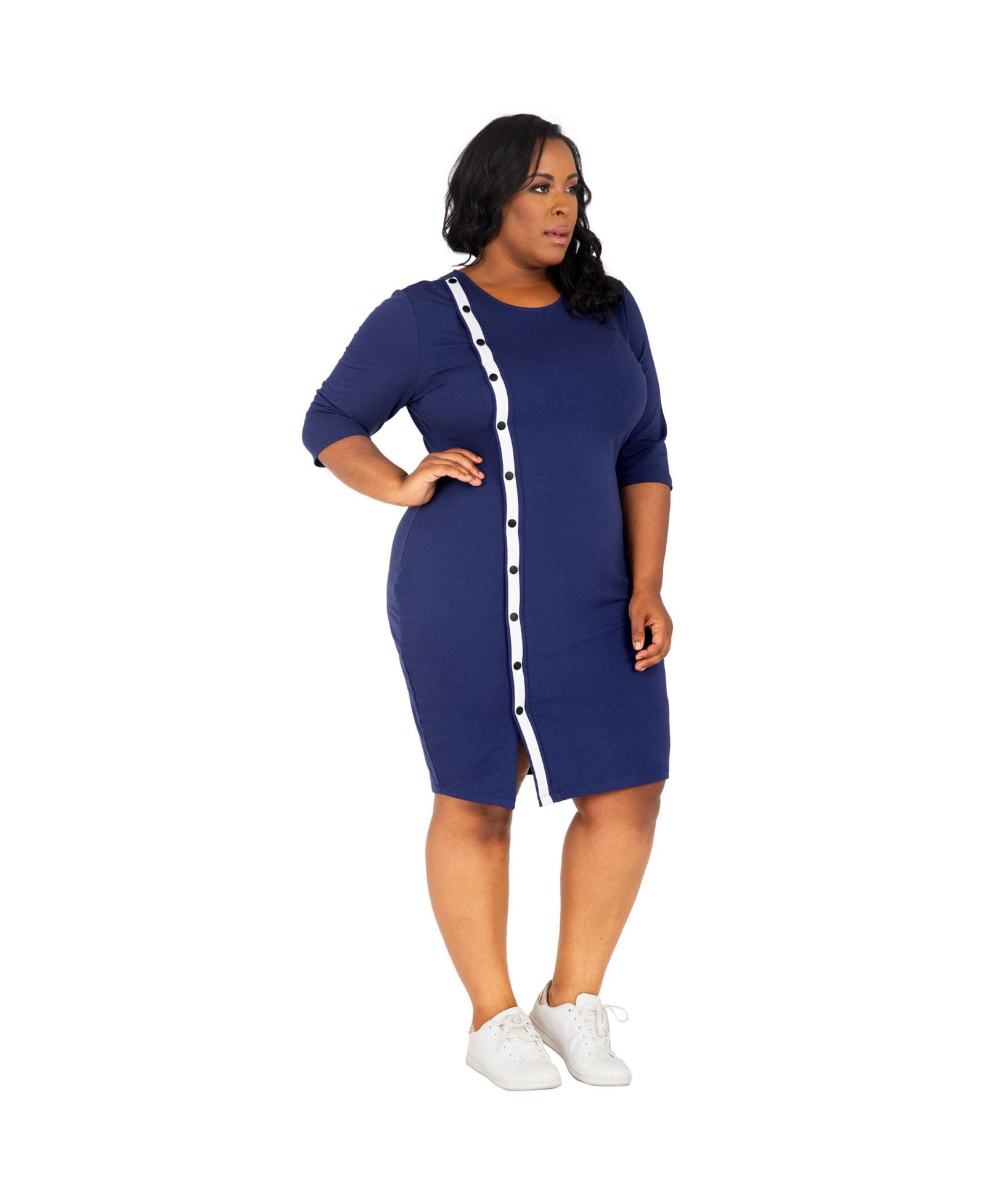 Платье-футляр Poetic Justice Plus Size Snap-Button Knee-Length Sheath
