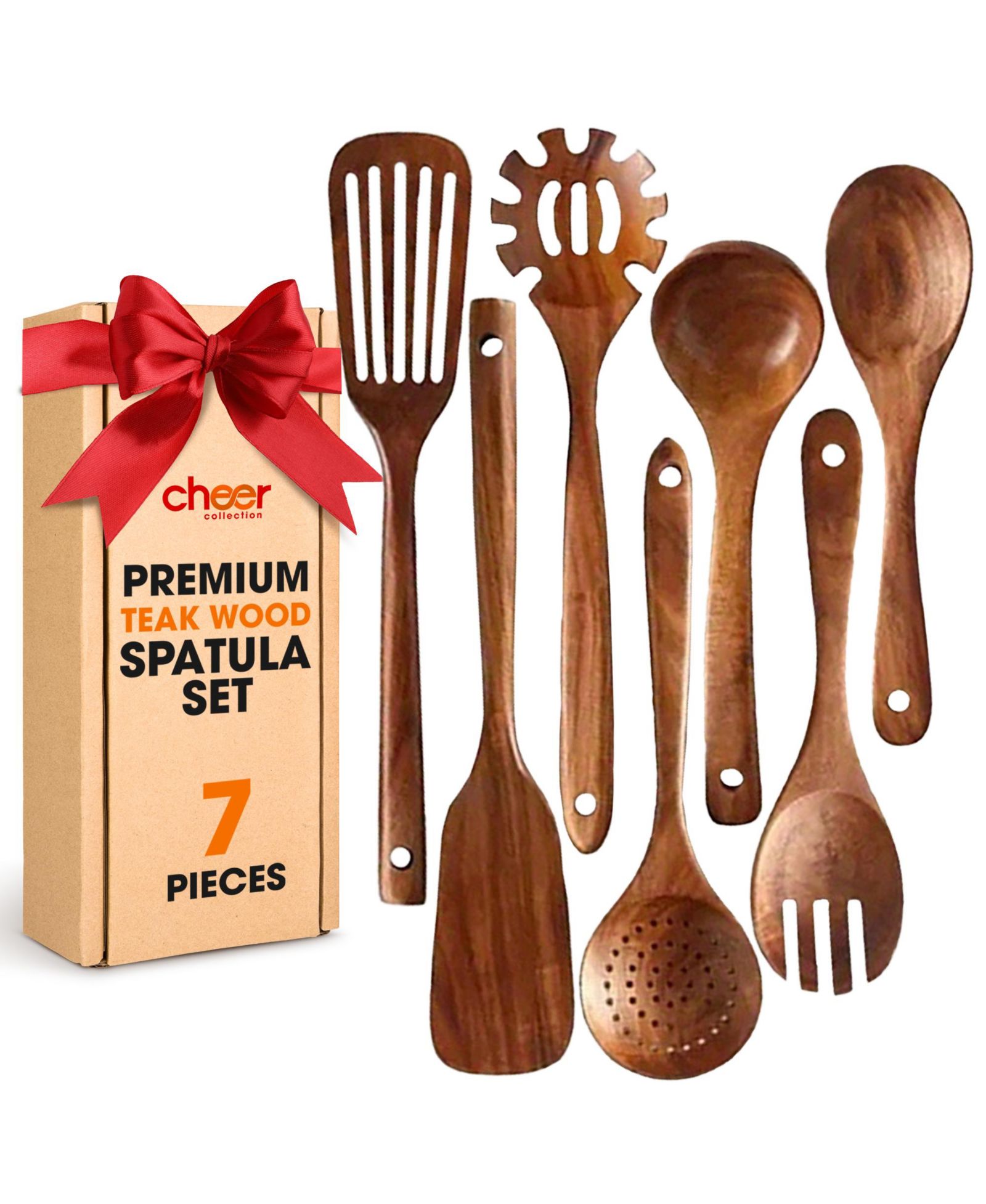 Cheer Collection 7 Piece Wooden Spatula Set
