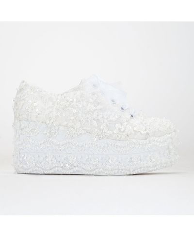 Свадебные кроссовки на платформе Florette Lace Bridal Platform Sneakers