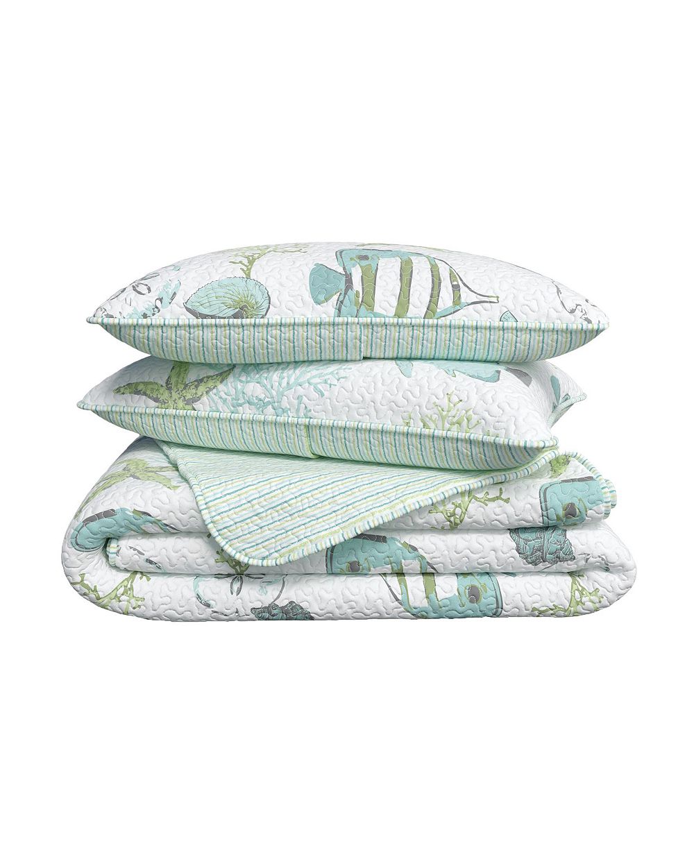 Linery & Co Coastal Microfiber Quilt Set With Shams