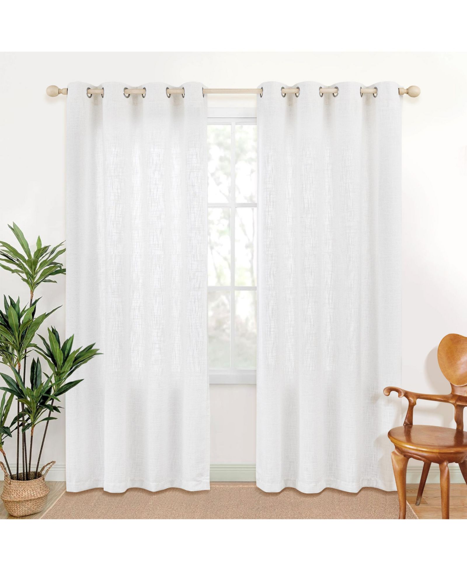 Awesome Home Linen Blend шторы с эффектом приватности и светофильтрации, 2 панели с люверсами