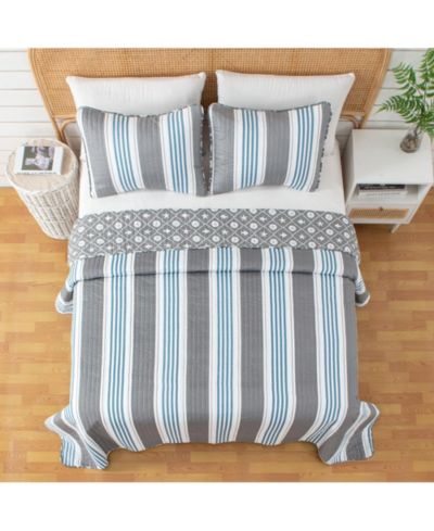 Linery and Co. Coastal Striped Quilt Set With Shams