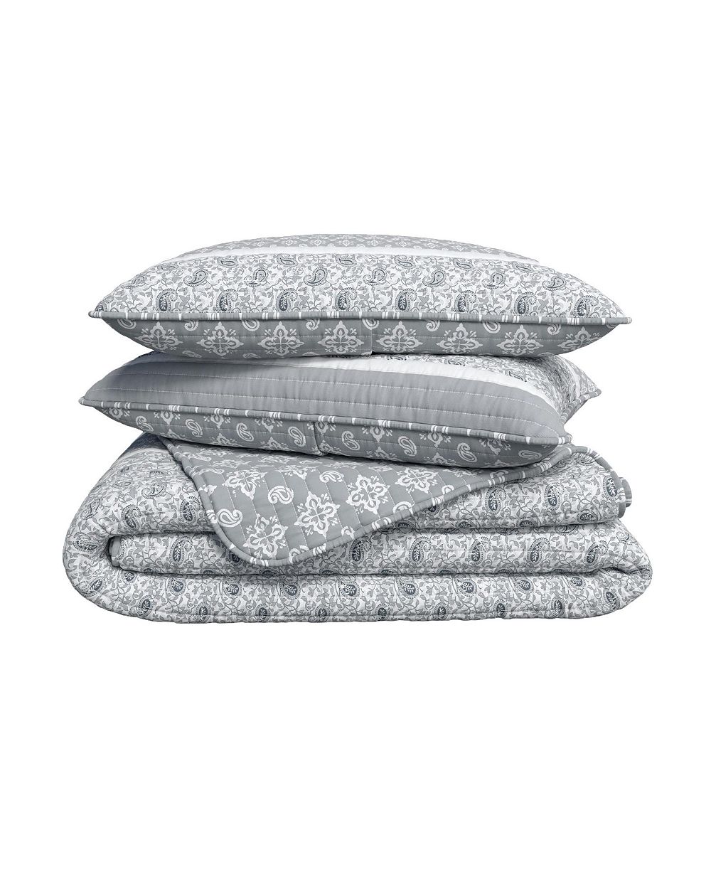 Linery and Co. Stripe and Paisley Microfiber комплект стеганого одеяла с наволочками