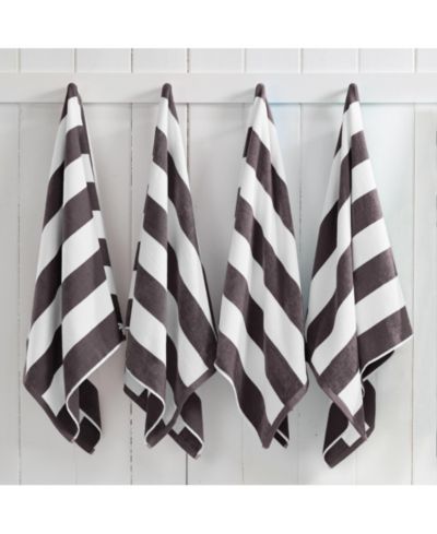 Пляжное полотенце Linery & Co. 100% хлопок велюр, полоска Cabana, комплект 4 шт, 30" x 60"