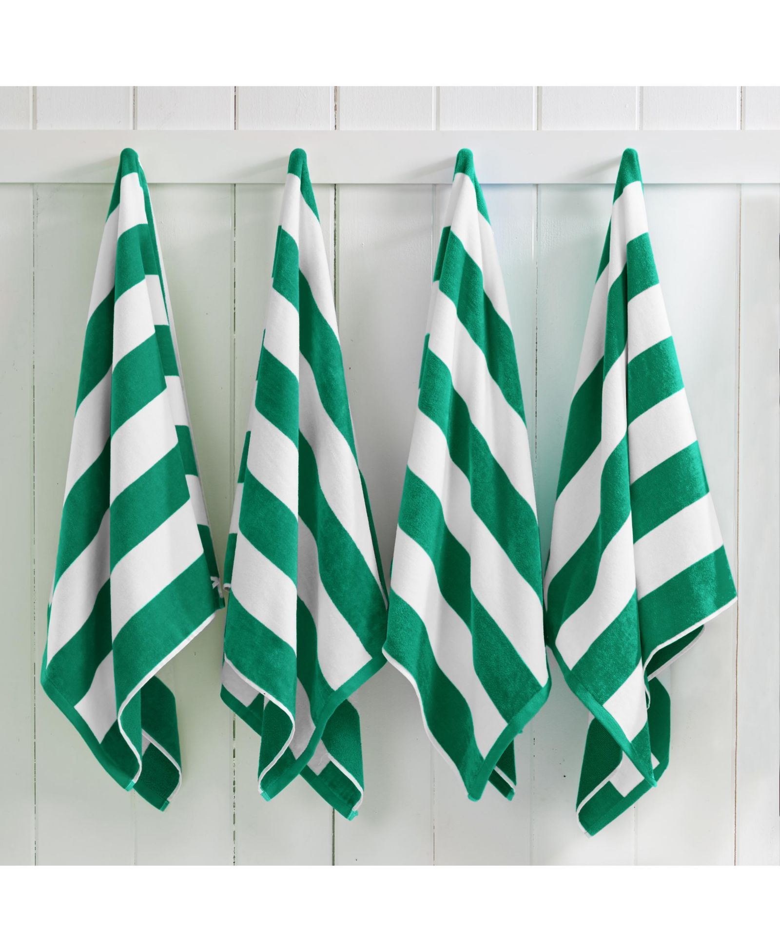 Linery & Co Cotton Velour Cabana Stripe Beach Towel, 4 Pack 30" x 60"