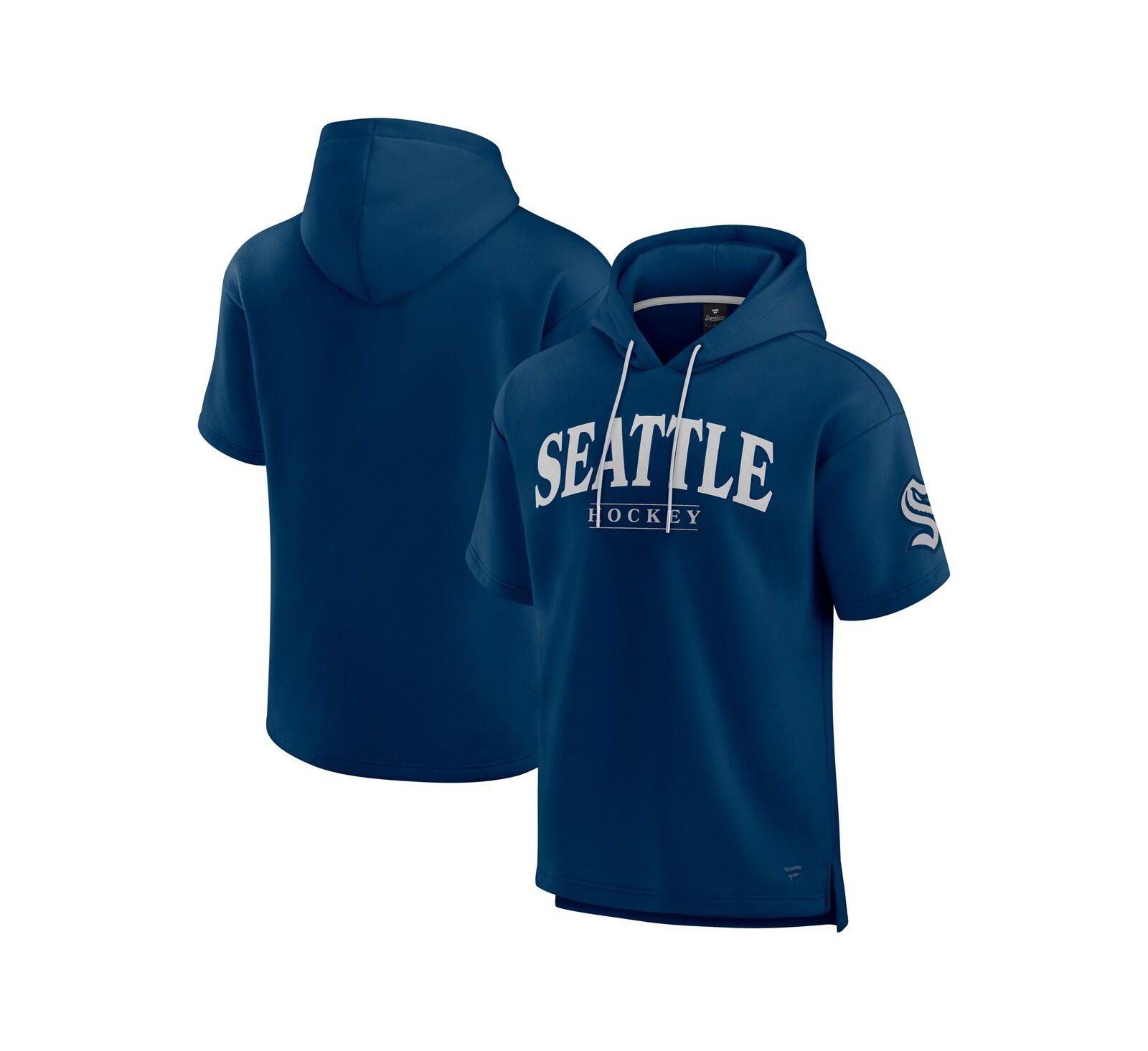 Мужское худи Fanatics Seattle Kraken Elements Ready, темно-синее, с коротким рукавом