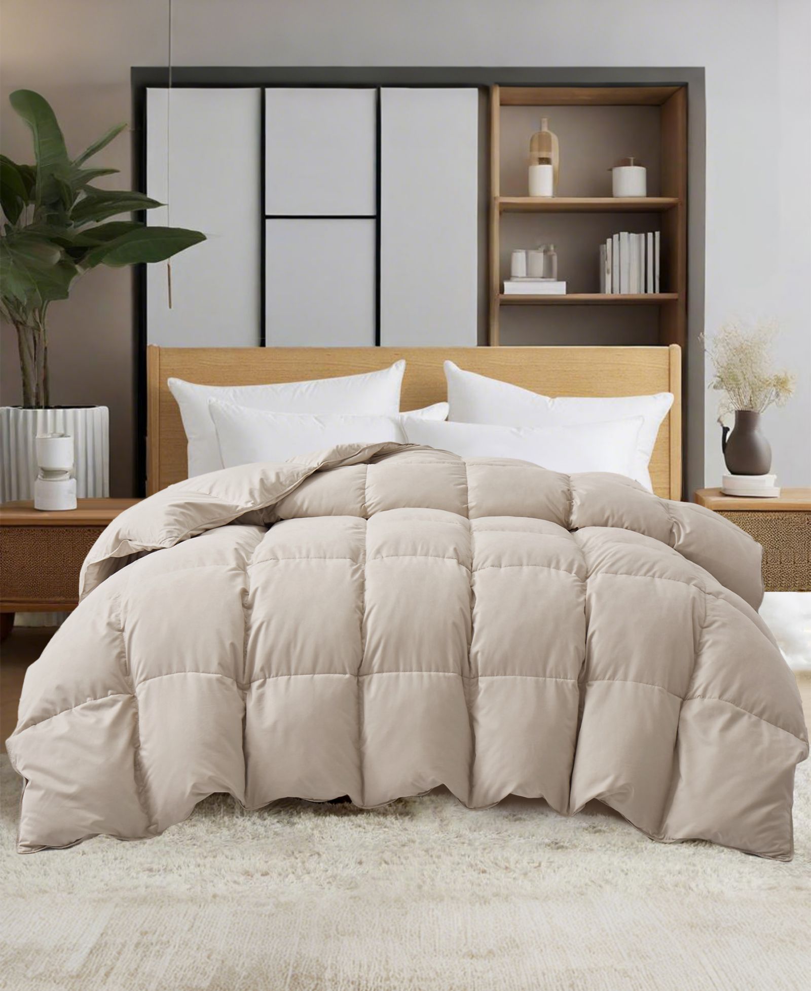 UNIKOME Heavyweight Goose Down Fiber Comforter, Twin