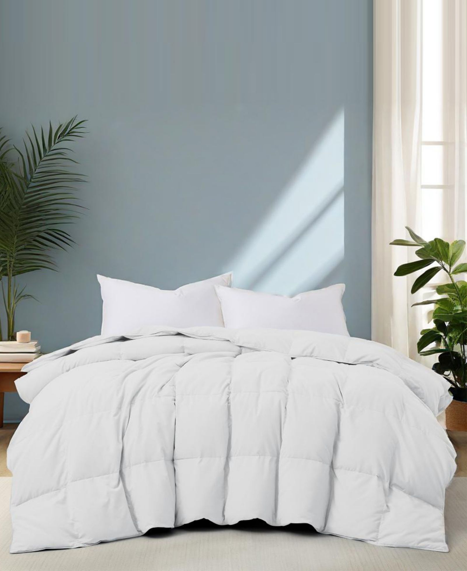 UNIKOME Noiseless Lightweight Goose Feather Down Comforter, Twin
