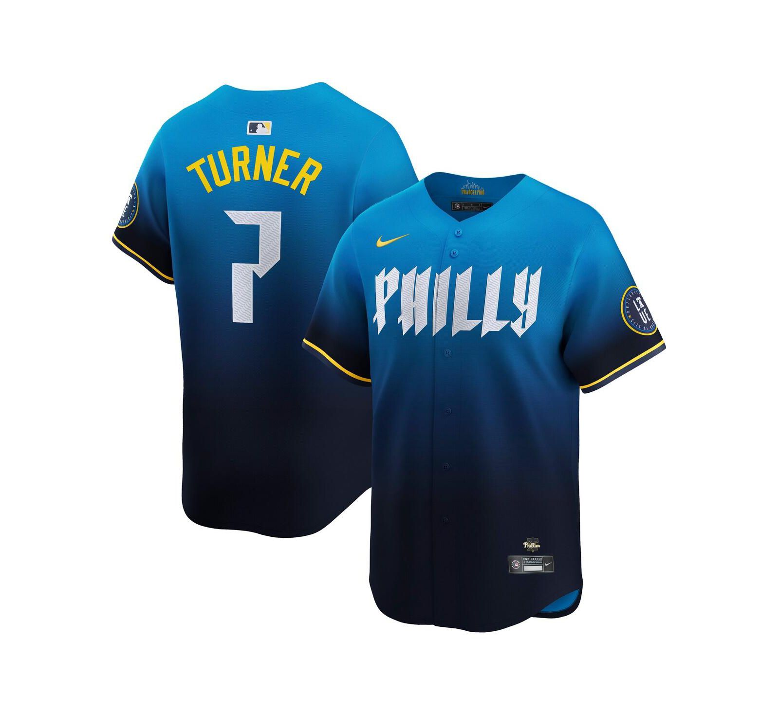 Мужская джерси Nike Men's Trea Turner Blue Philadelphia Phillies City Connect Limited Player