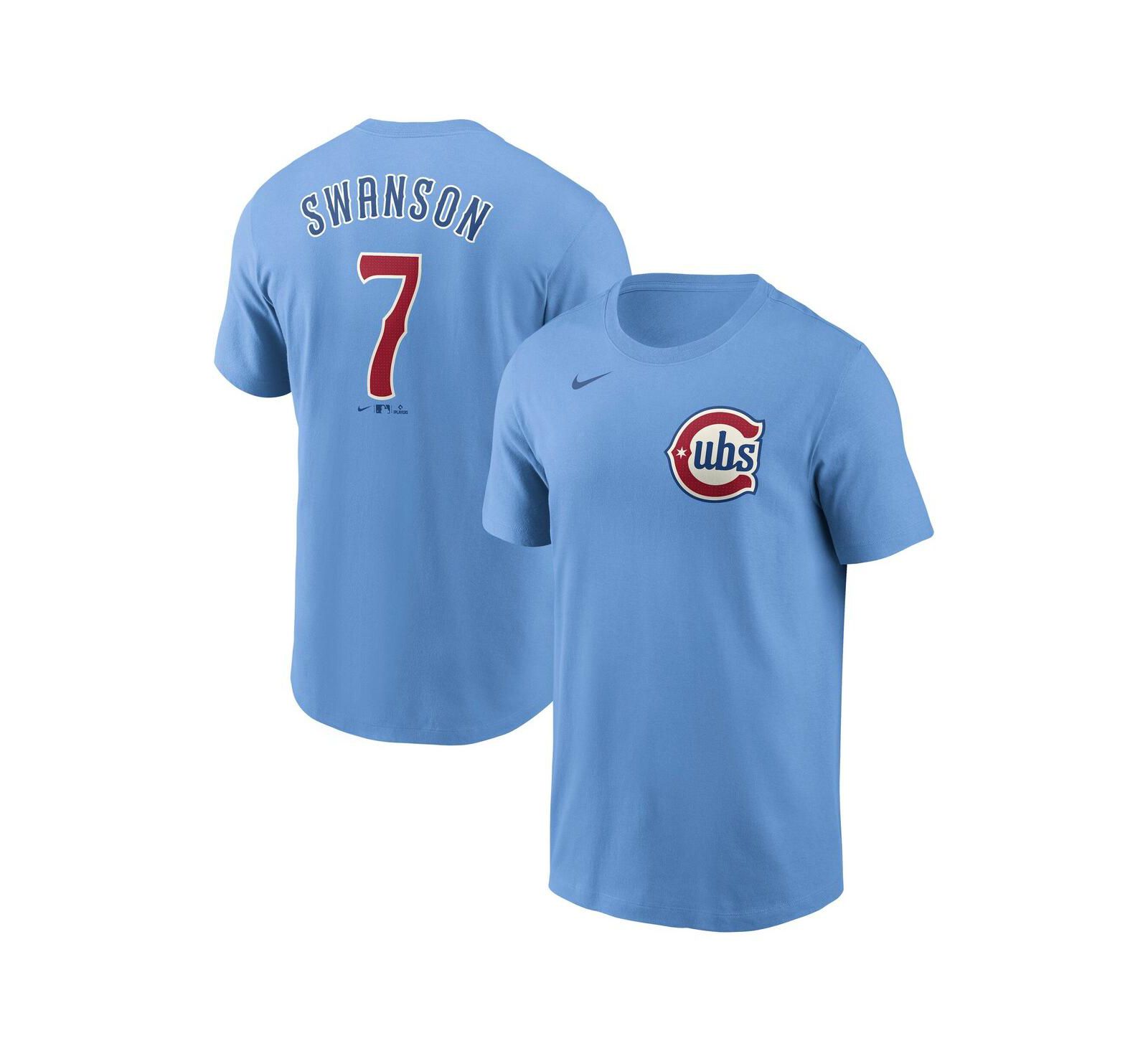 Мужская футболка Nike Dansby Swanson Baby Blue Chicago Cubs Fuse