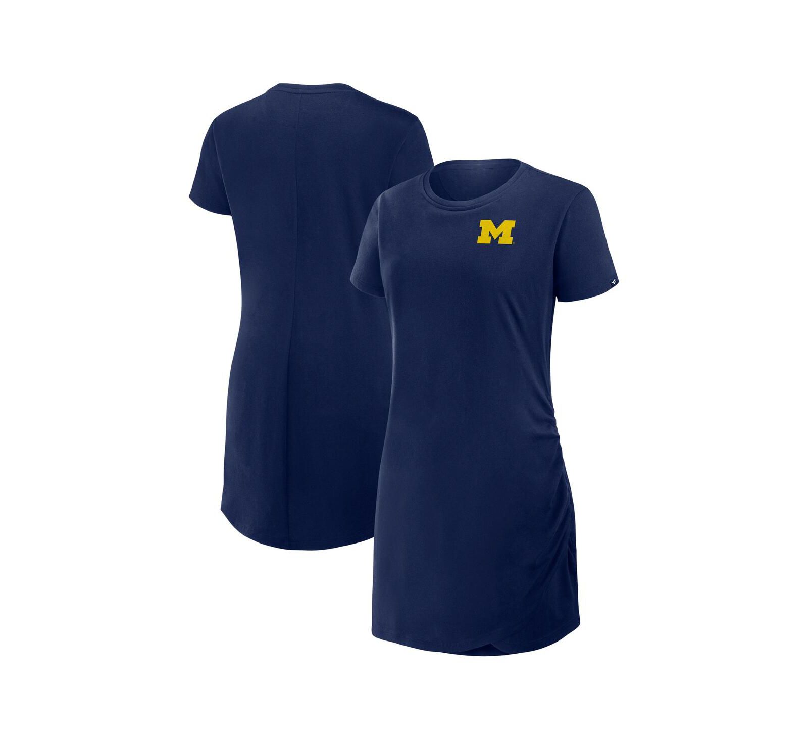 Женское платье-футболка Fanatics Navy Michigan Wolverines Relaxed Fit Drape T-Shirt Dress