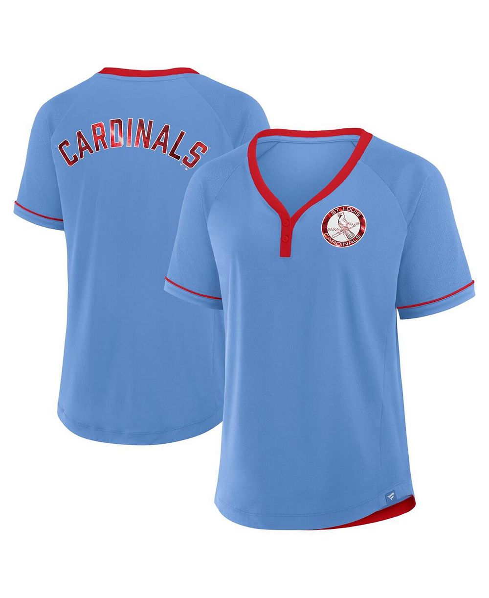 Женская футболка Fanatics Light Blue St. Louis Cardinals Cooperstown Collection League Diva V-Neck