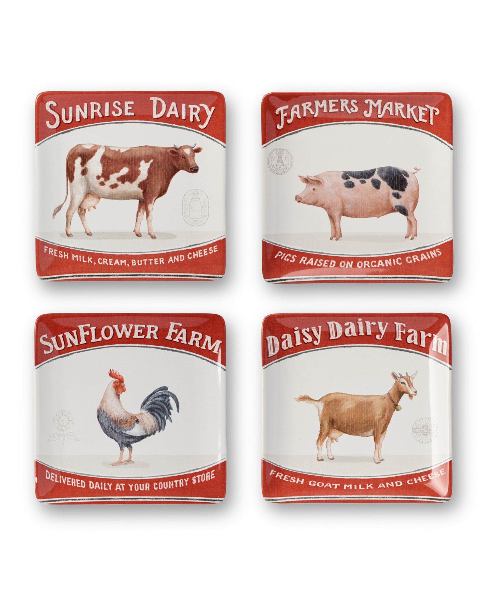 Набор из 4 тарелок для салата Certified International Vintage Farm