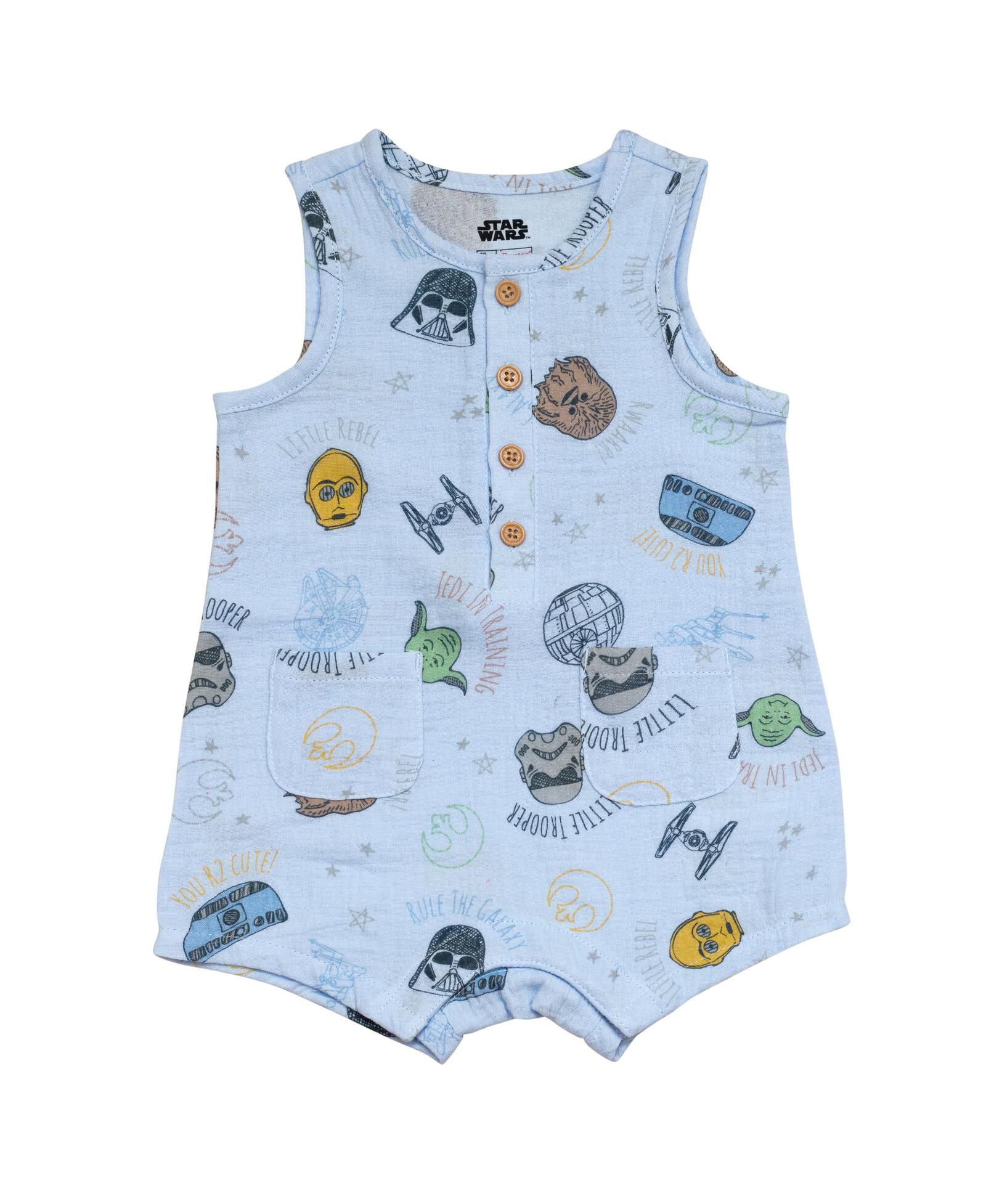 Star Wars Baby Boys Henley Sleeveless Romper