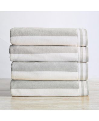 Linery & Co  Velour Cabana Stripe Cotton 4-Pieces. Beach Towel Set, 30" x 60"