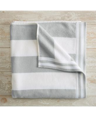 Linery & Co 100percentage  Cotton Velour Cabana Stripe Oversized Beach Towel, 35" x 70"