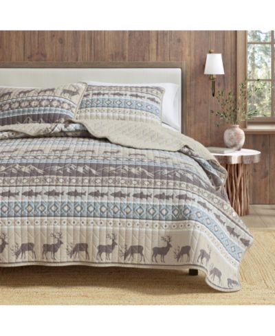 Linery and Co. Wildlife Stripe Lodge Quilt Set With Shams