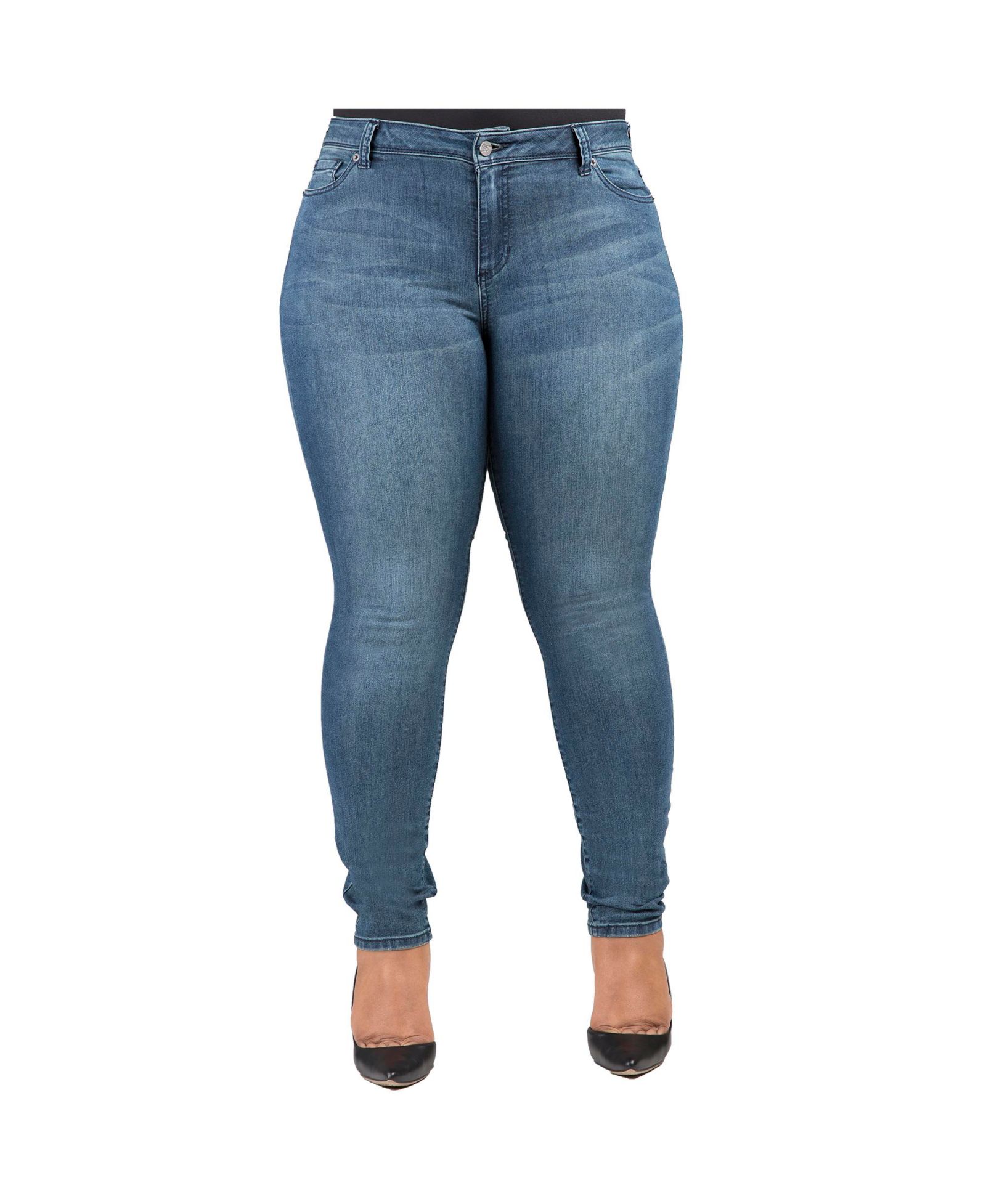 Poetic Justice Plus Size Curvy-Fit Basic 5 Pockets Skinny Jeans Light 31