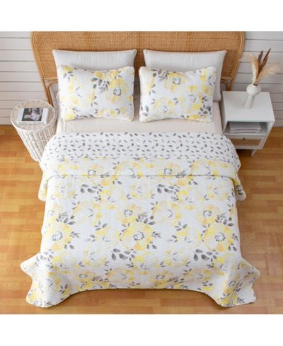 Linery & Co. Watercolor Flowers Microfiber Quilt and Sham Set