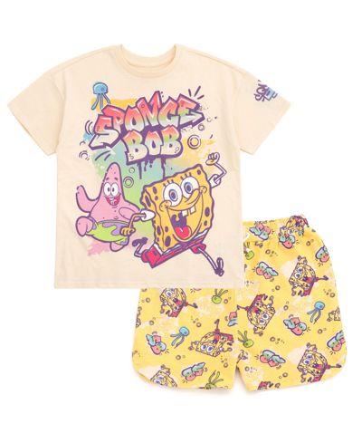 SpongeBob SquarePants Toddler Girls T-Shirt and French Terry Shorts Outfit Set