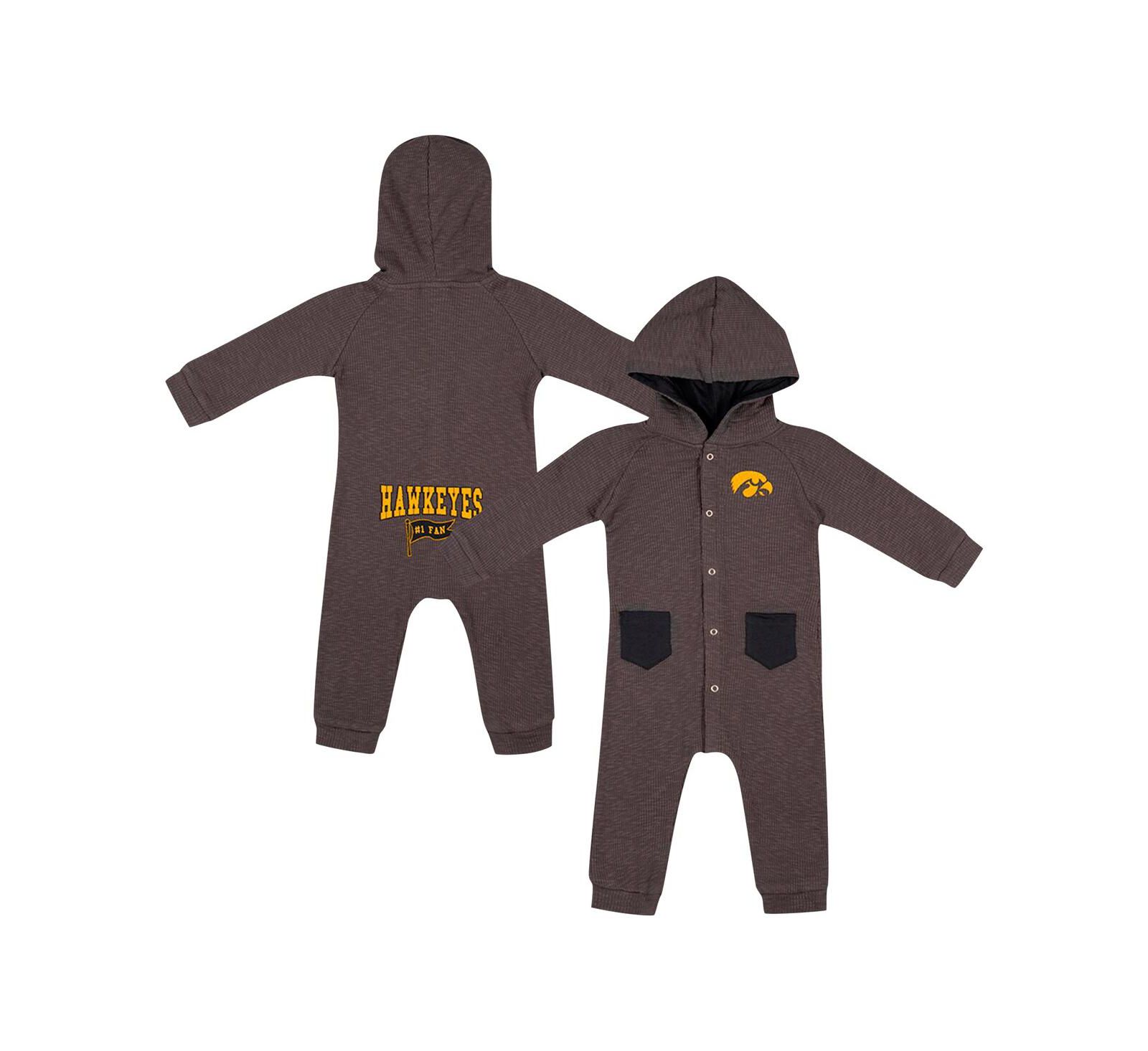 Ромпер Colosseum Baby Boys and Girls Charcoal Iowa Hawkeyes Zando-Zan Waffle Full-Snap