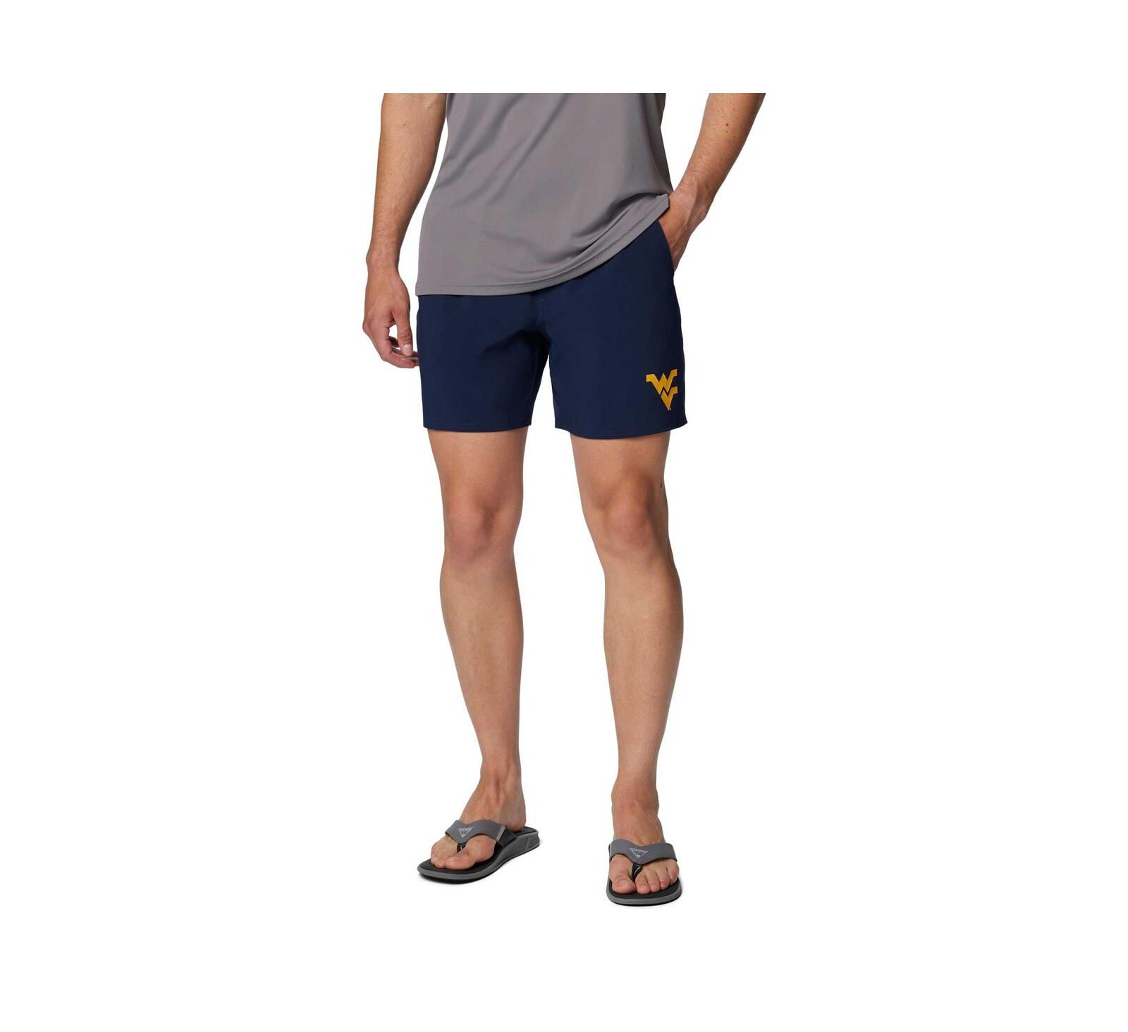 Columbia Men's Navy West Virginia Mountaineers PFG Terminal Roamer Omni-Shade Stretch Shorts