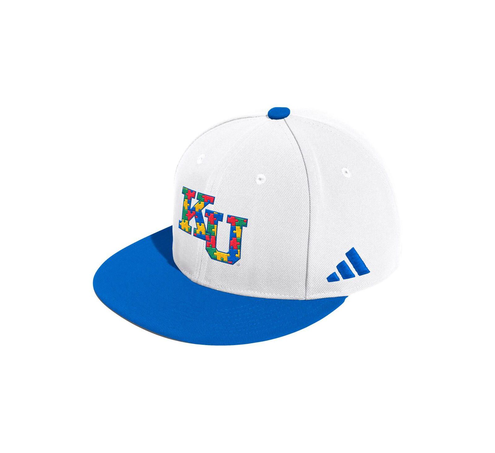 Adidas Men's White Kansas Jayhawks On-Field Fitted Baseball Hat