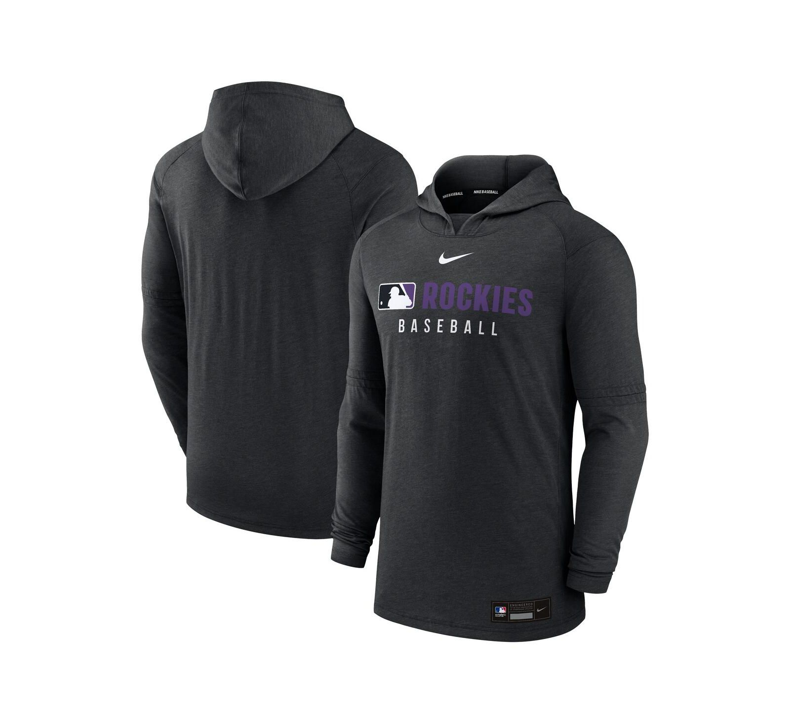 Мужское худи Nike Heather Black Colorado Rockies Authentic Collection Tri-Blend Performance Pullover