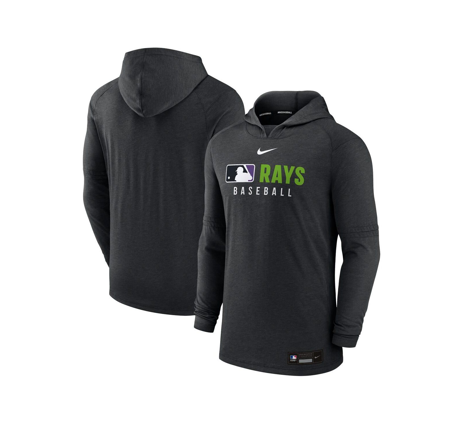 Nike Men's Heather Black Tampa Bay Rays Authentic Collection Tri-Blend Performance Pullover Hoodie