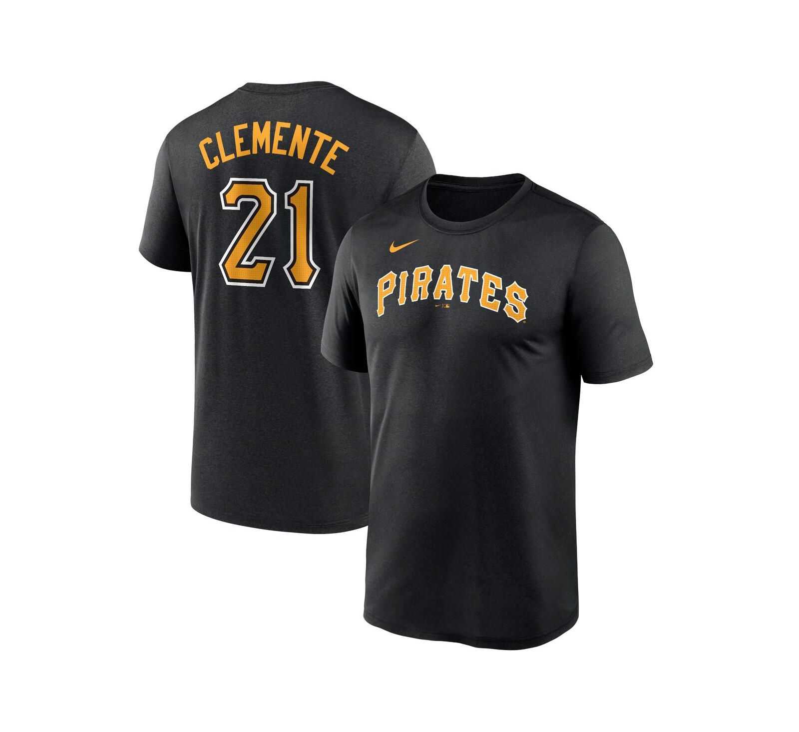 Мужская футболка Nike Pittsburgh Pirates Legend с именем и номером Roberto Clemente, черная
