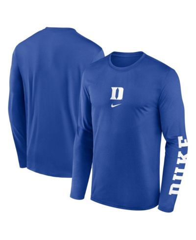 Nike Men's Royal Duke Blue Devils Prime TimeCenter Lockup Two-Hit Legend Long Sleeve T-Shirt