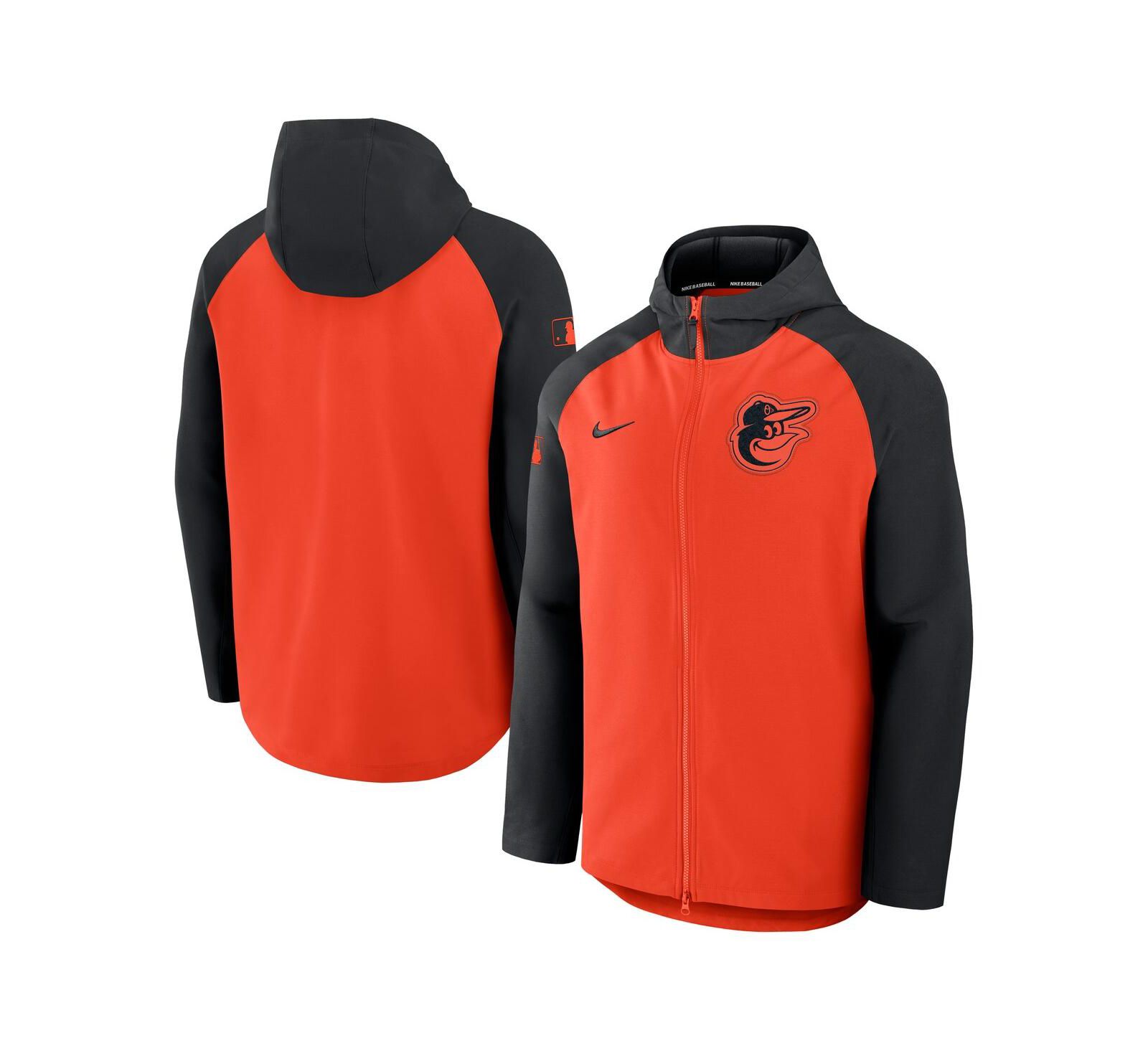 Nike Men's Orange/Black Baltimore Orioles Authentic Collection Raglan Performance Full-Zip Jacket
