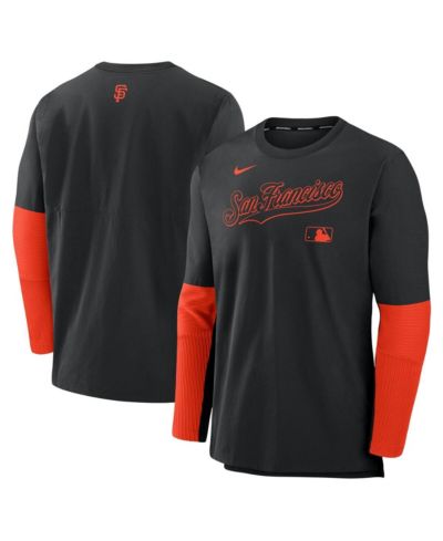 Nike Men's Black/Orange San Francisco Giants Authentic Collection Lightweight Player Tri-Blend Performance Pullover Sweatshirt